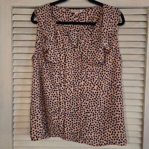 Nanette Lepore Pink Blue Polka Dot Sleeveless Top L